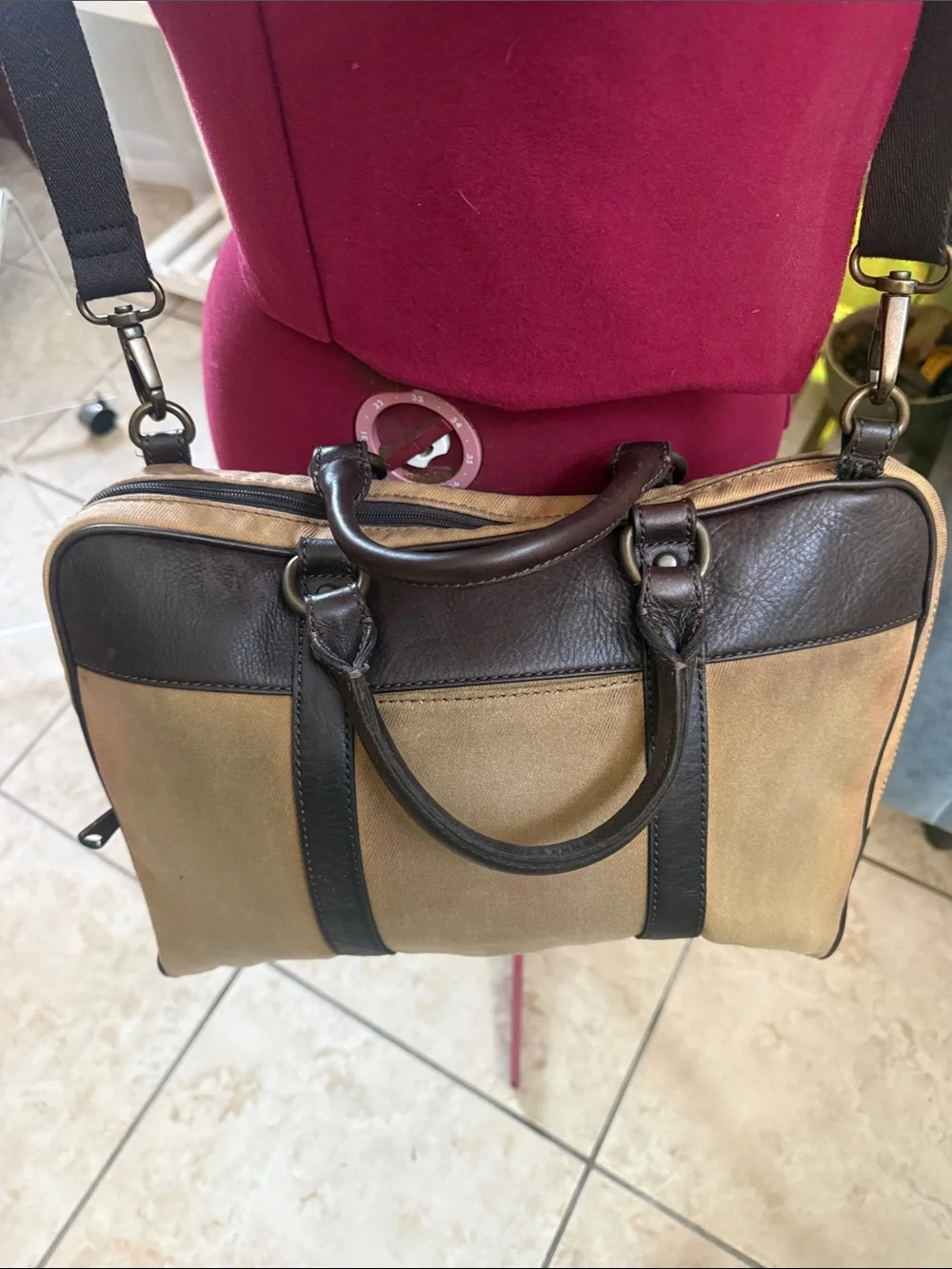 Fossil Estate Canvas Document Bag / Briefcase- vintage- pre-owned